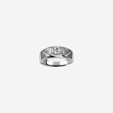 Silver Geometric Band with Stone