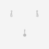 Maris Curve Pendant with earrings in silver
