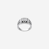 Silver Square Diamond Men`s Ring