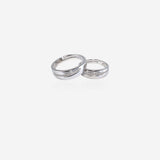 Silver Grooved Stone Couple Band
