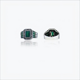 Green Gem Men`s Ring in silver