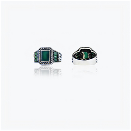 Green Gem Men`s Ring in silver