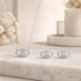 Eye shaped pendant Set in silver