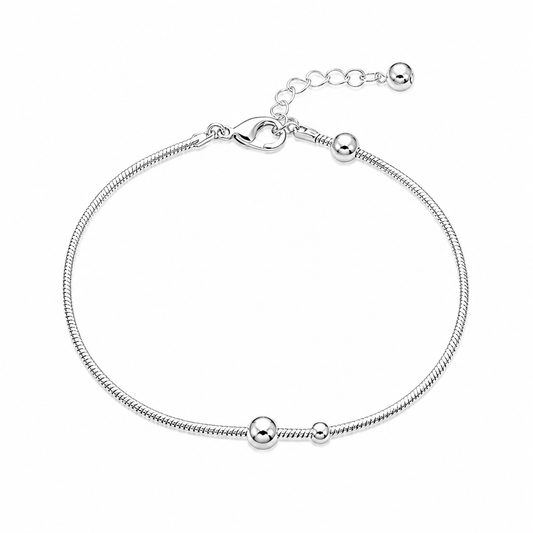Silver Minimalist Bead Women`s Anklet