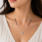 Square-cut Mangalsutra Pendant in silver