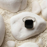 Black Classic Silver Statement Men`s Ring