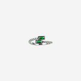 Silver Green Stone Open Ring