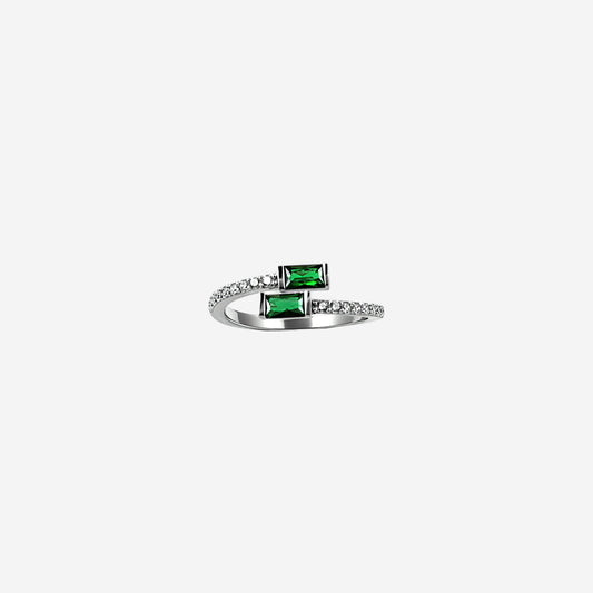 Silver Emerald Arc Women`s ring