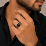 Silver black diamond Men`s Ring