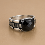 Silver black diamond Men`s Ring