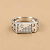 Silver Diamond cut Men`s Ring