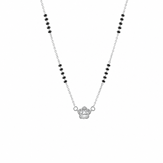 Floral Mangalsutra Pendant in silver
