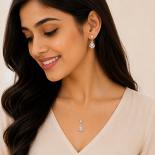 Halo Drift Pendant with earrings Set in silver