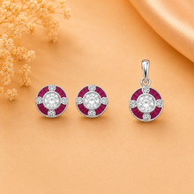 Pinklight Pendant with earrings in silver