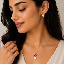 Evileye Curve Pendant with earrings in silver
