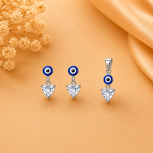Evileye Curve Pendant with earrings in silver