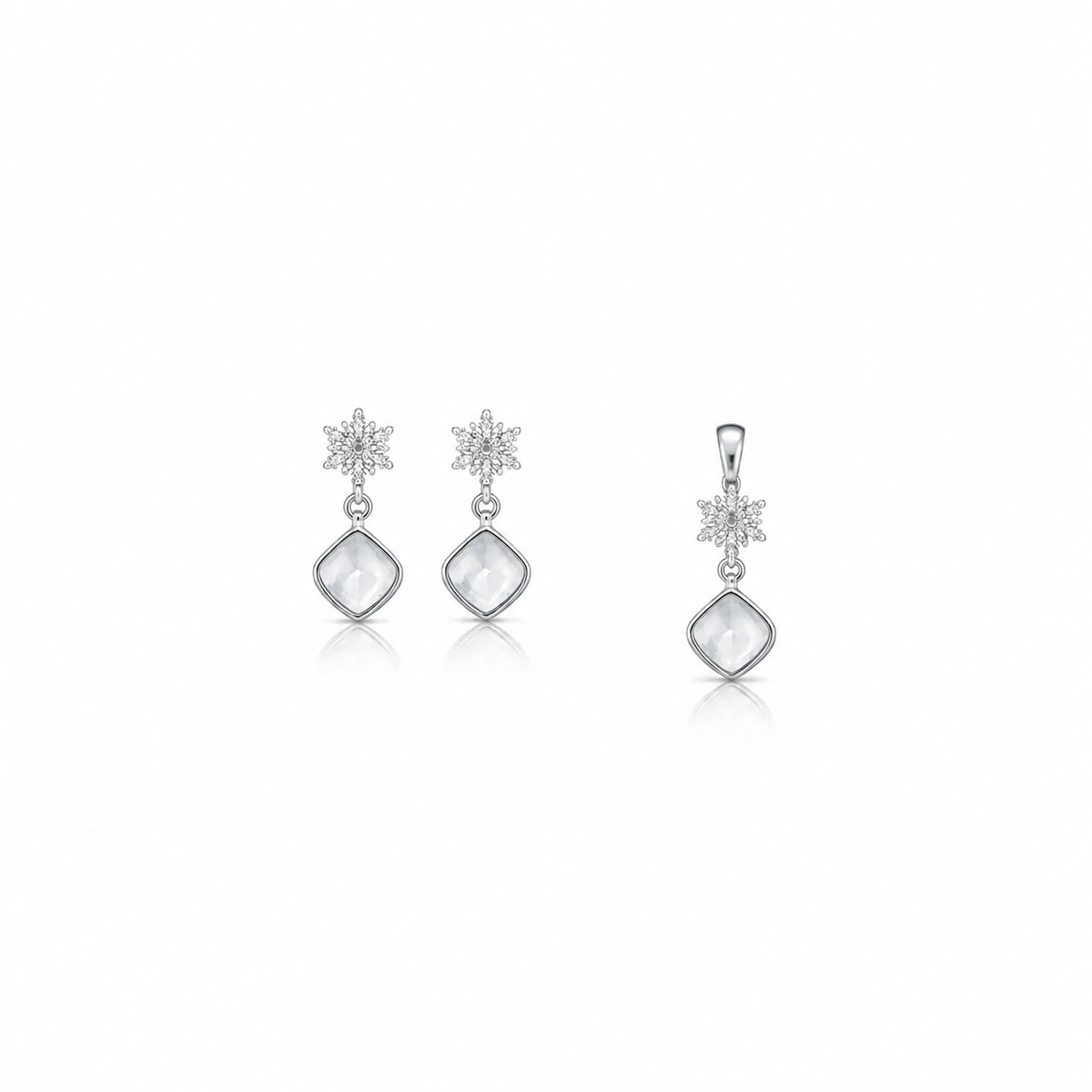 Flora Grace Pendant with earrings in silver