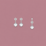 Flora Grace Pendant with earrings in silver