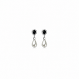 Black Pearl Pendant with earrings in silver