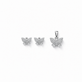 Butterfly Pendant with earrings in silver