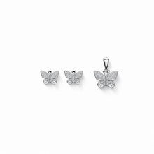 Butterfly Pendant with earrings in silver