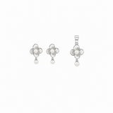 Glam pearl Pendant with earrings in silver