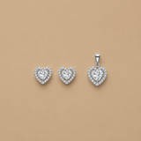 Heart Gleam Pendant with earrings in silver
