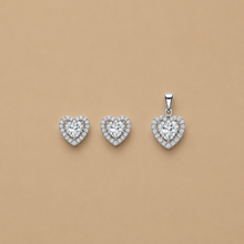 Heart Gleam Pendant with earrings in silver