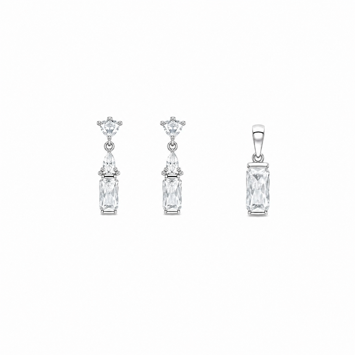 Eira Oval Pendant with earrings in silver