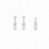 Eira Oval Pendant with earrings in silver