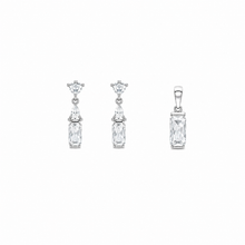 Eira Oval Pendant with earrings in silver