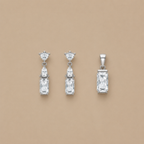 Eira Oval Pendant with earrings in silver