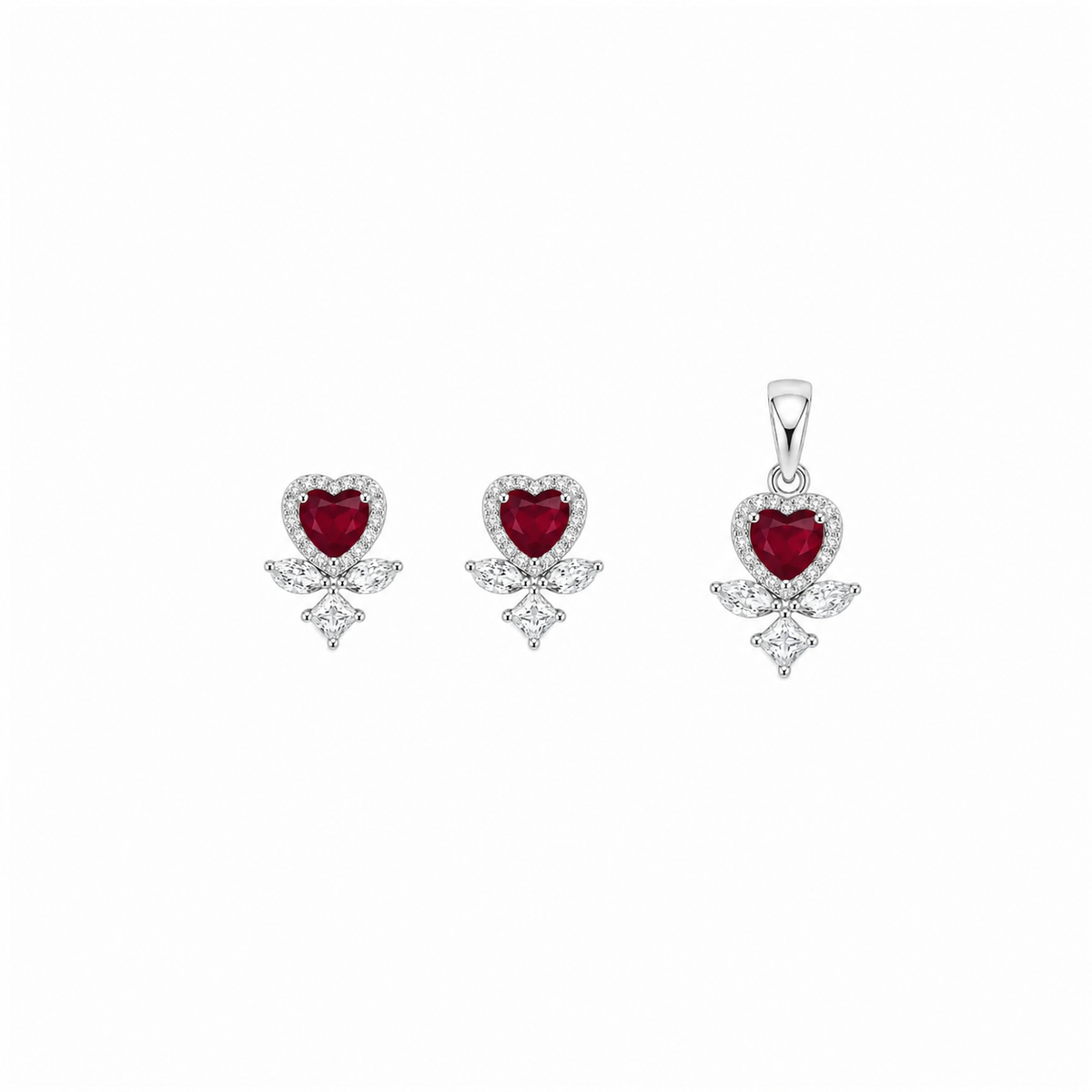 Rosaline Heart Pendant with earrings