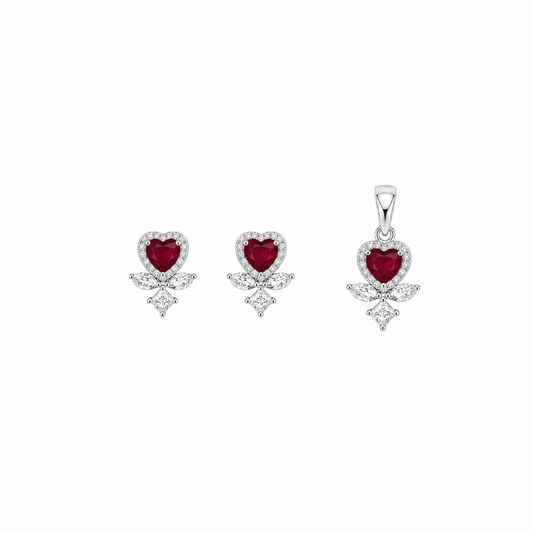 Rosaline Heart Pendant with earrings