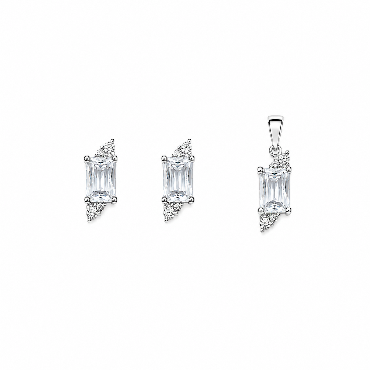 Eira Arc Pendant with earrings in silver