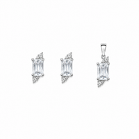 Eira Arc Pendant with earrings in silver