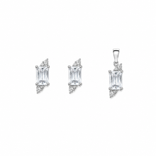 Eira Arc Pendant with earrings in silver