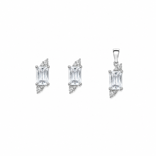 Eira Arc Pendant with earrings in silver