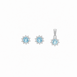 Blue Seren Pendant with earrings in silver