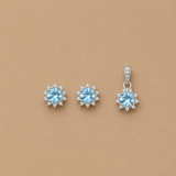 Blue Seren Pendant with earrings in silver
