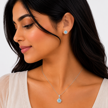 Blue Seren Pendant with earrings in silver