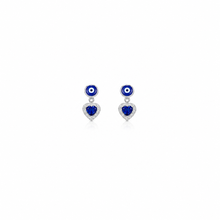 Evil eye Drop Pendant with earrings in silver