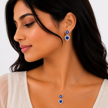Evil eye Drop Pendant with earrings in silver