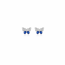 Blue-silver butterfly Pendant with earrings