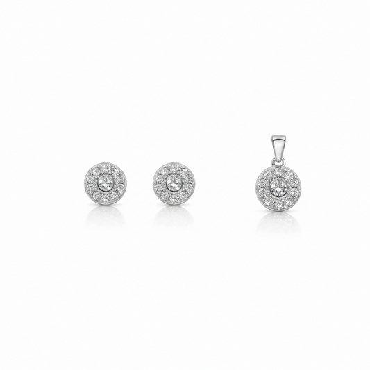 Eira Flow Pendant with earrings in silver