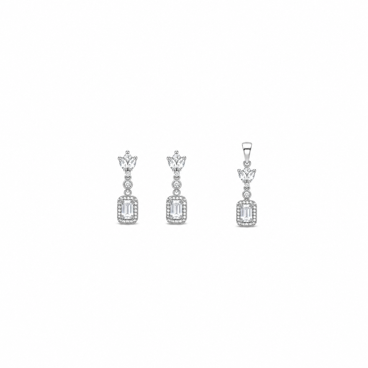 Luma Drop Pendant with earrings in silver