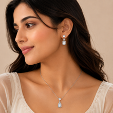 Luma Drop Pendant with earrings in silver