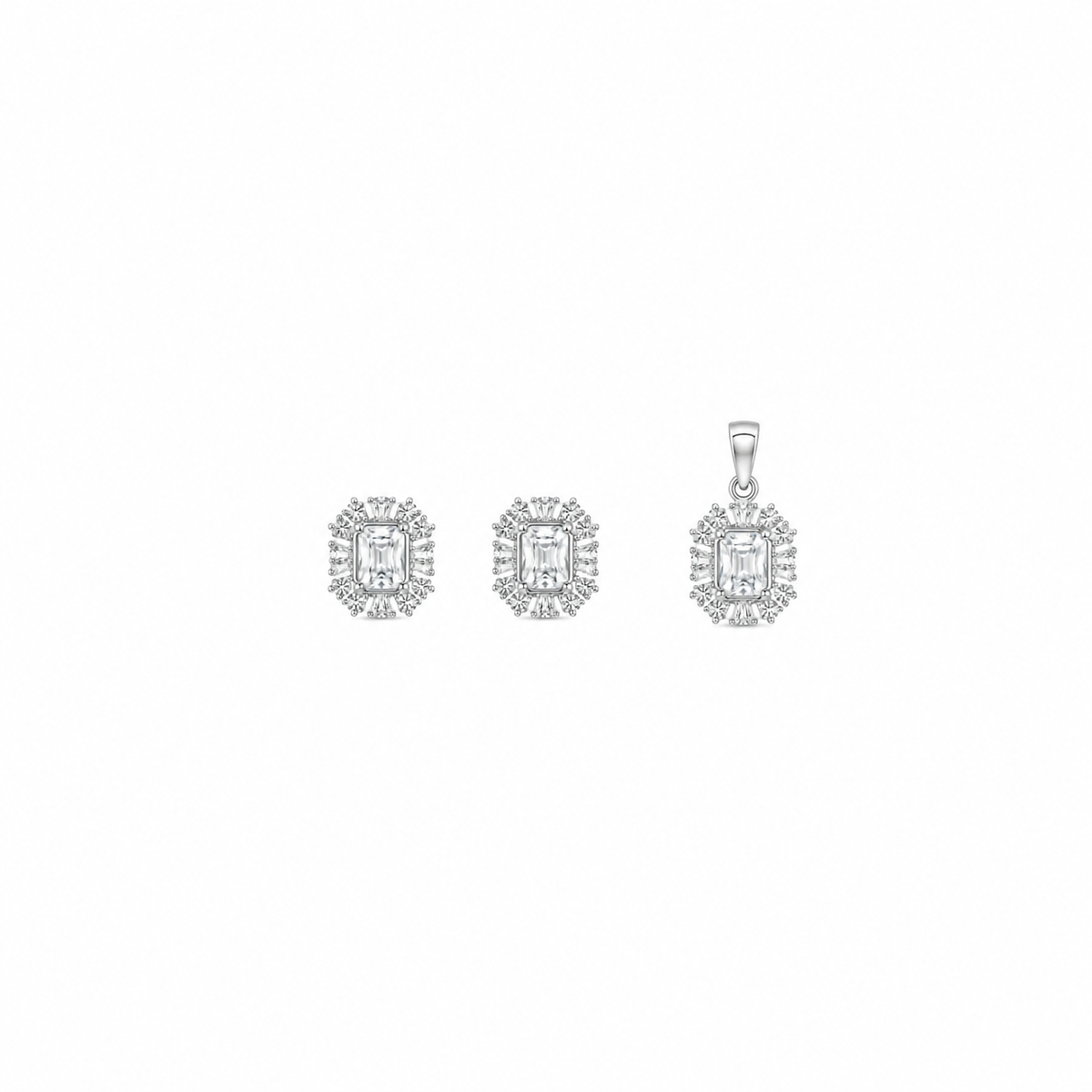 Eira Crest Pendant with earrings in silver