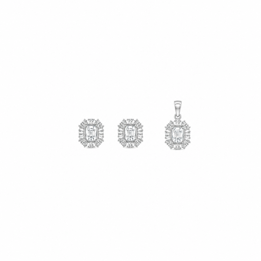 Eira Crest Pendant with earrings in silver
