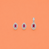 Prism Charm Pendant with earrings in silver